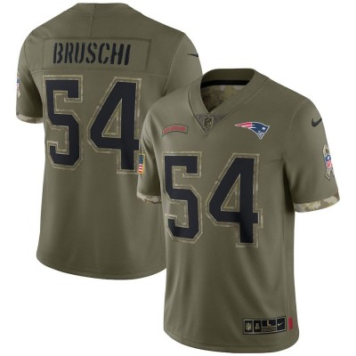 New England New England Patriots #54 Tedy Bruschi Nike Men's 2022 Salute To Service Limited Jersey - Olive Men's